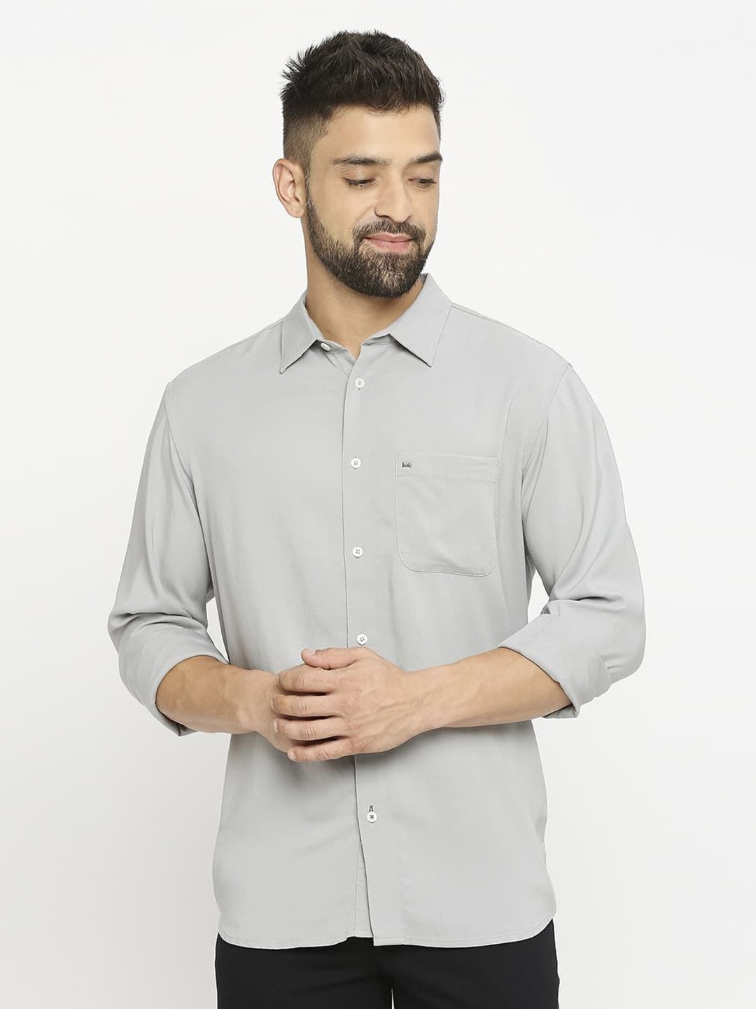 

Basics Men Slim Fit Opaque Casual Shirt, Grey