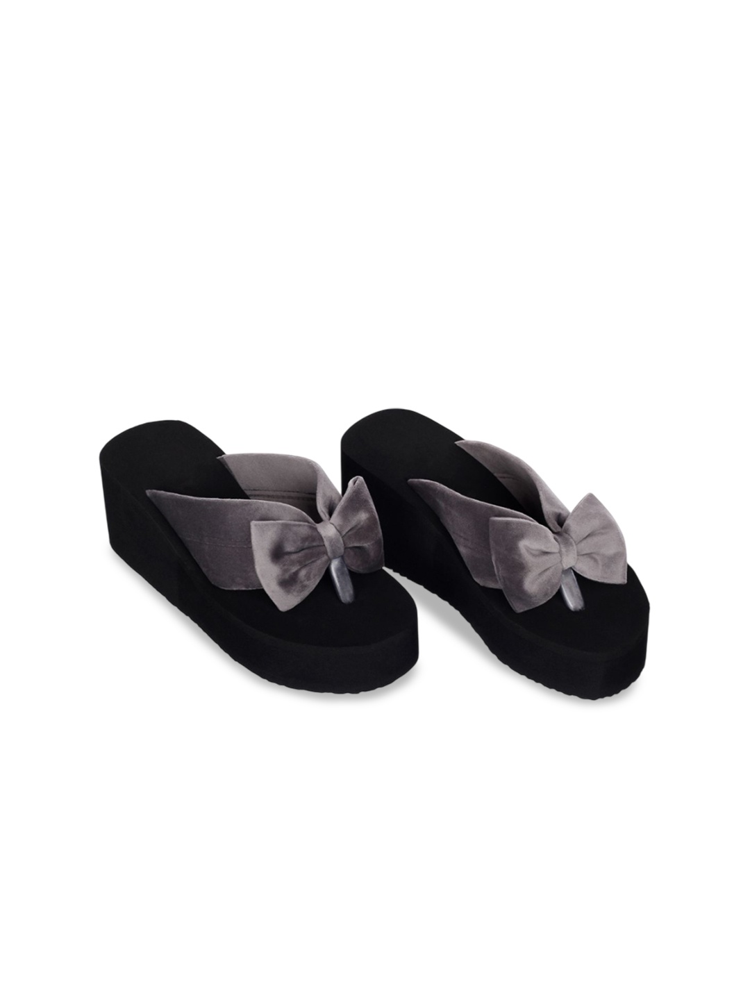 

ROSVI Women Platform Heels Sandals With Bows, Grey