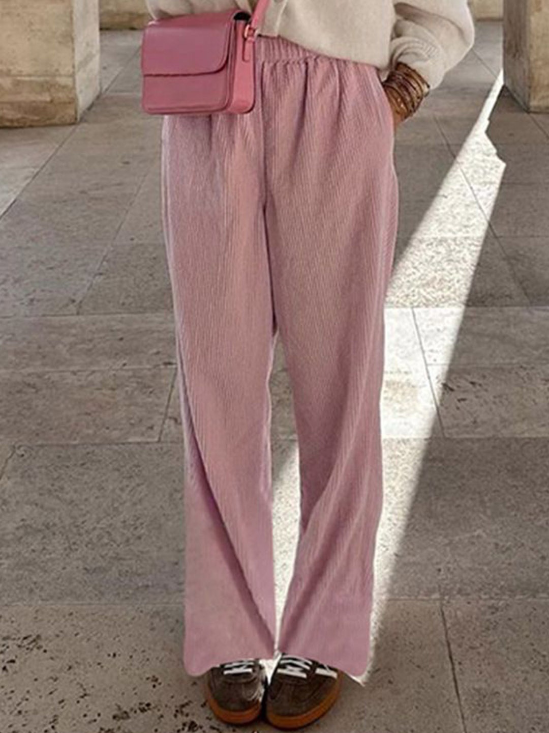 

StyleCast Women Loose Fit Mid-Rise Trousers, Pink