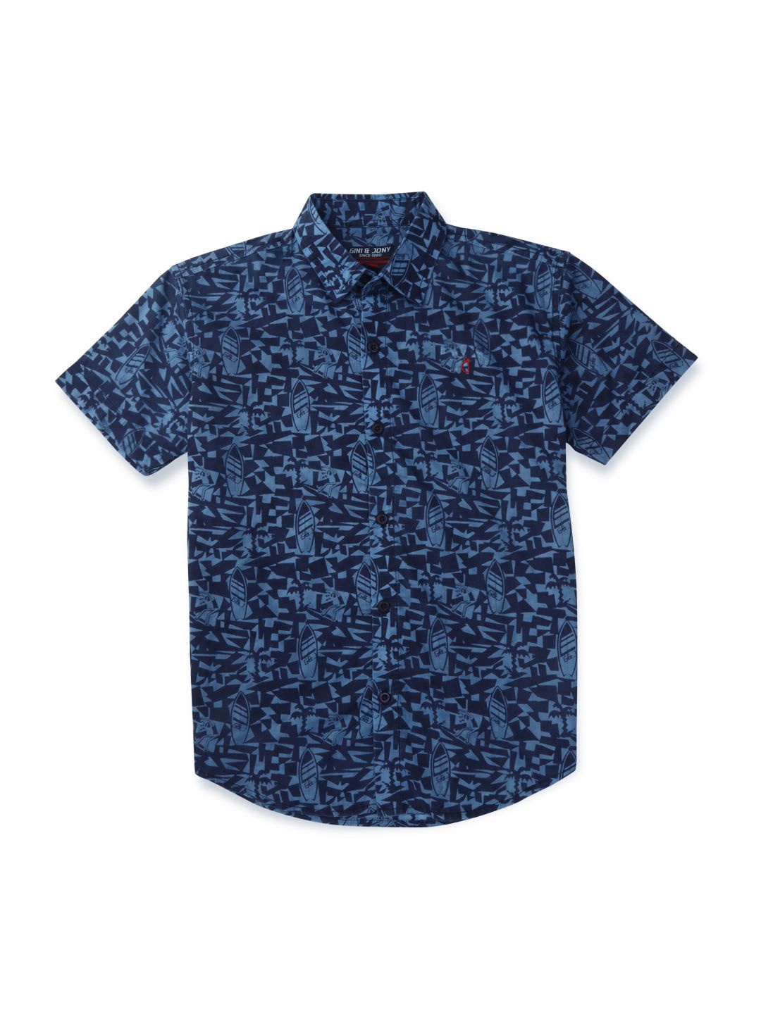 

Gini and Jony Boys Standard Opaque Printed Casual Shirt, Blue