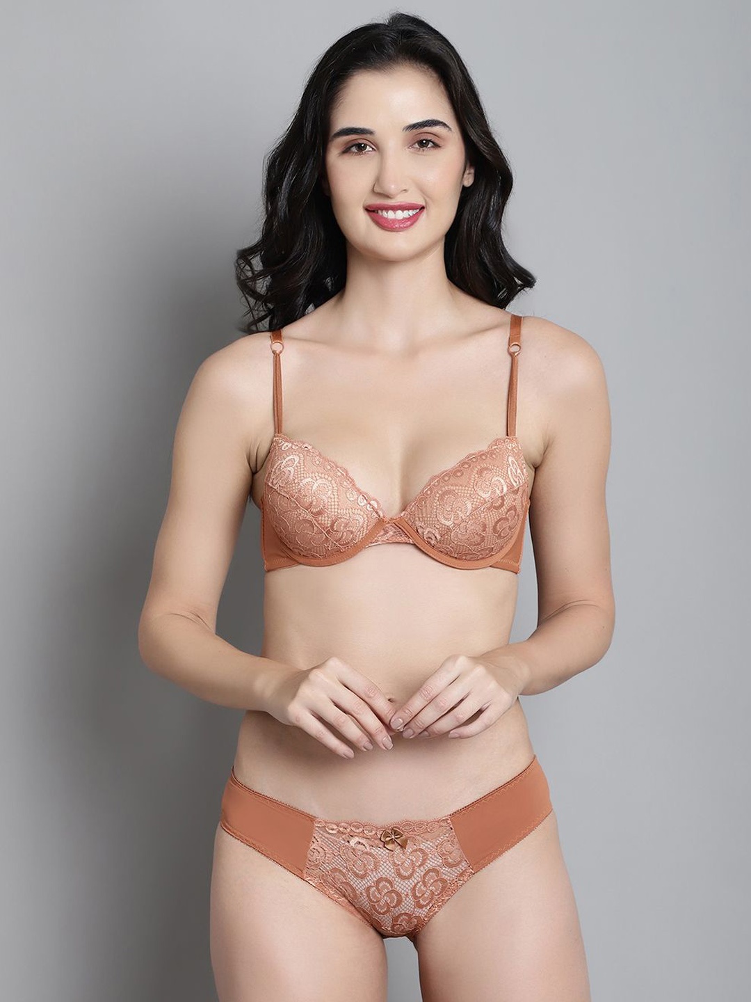 

MAKCLAN Women Self Design Low-Rise Basic Brief, Brown