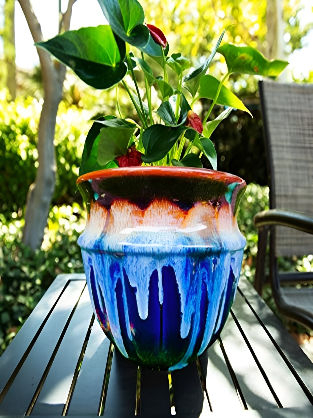 

NIYARA Blue & Black Printed Ceramic Planter