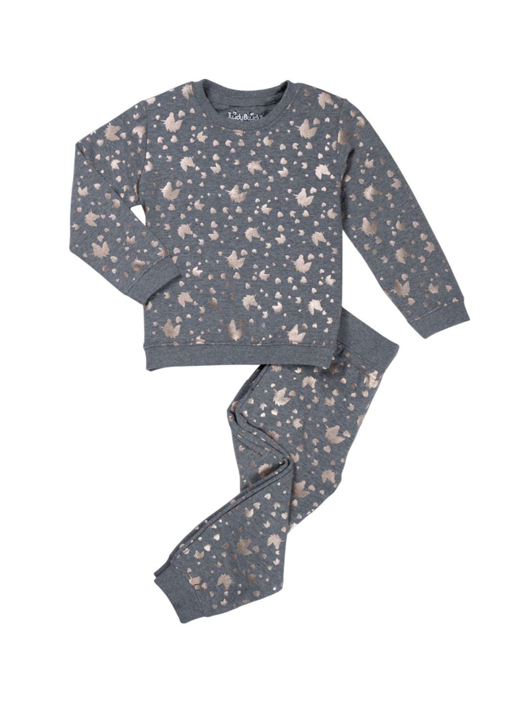 

TuddyBuddy Kids Printed Sweatshirt With Joggers Clothing Set, Grey