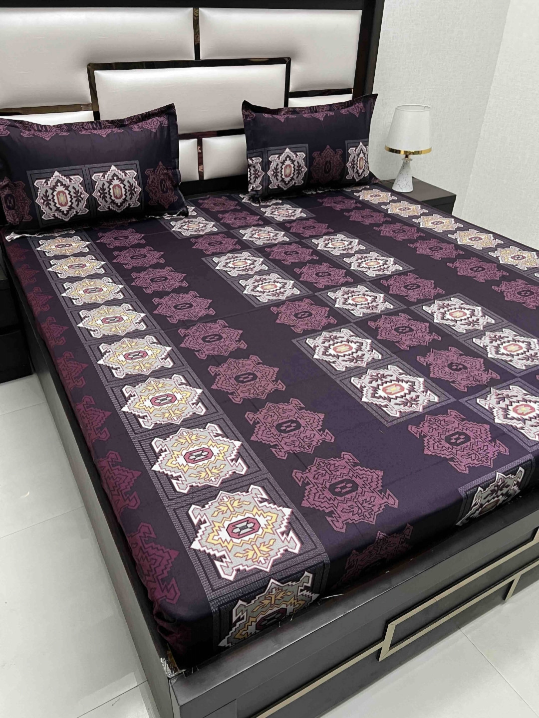 

Pure Decor Passion Fur Purple Printed 250 TC Pure Cotton Queen Bedsheet Set 2.26m x 2.57m