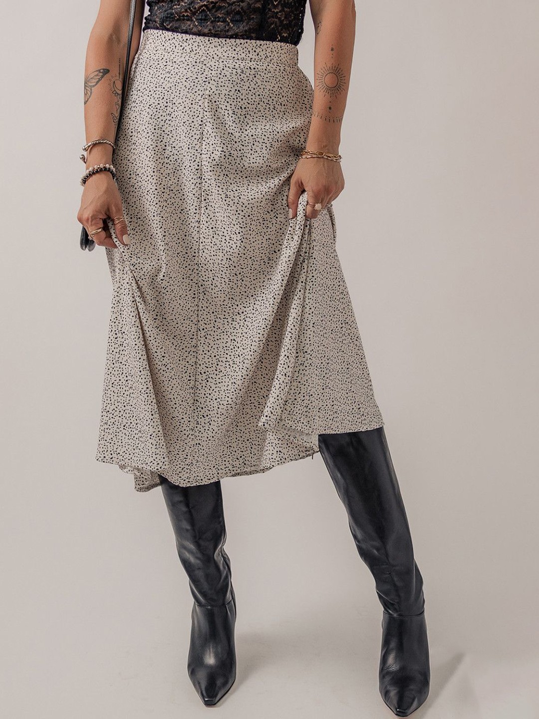 

StyleCast Women Printed A-Line Knee Length Skirt, Off white