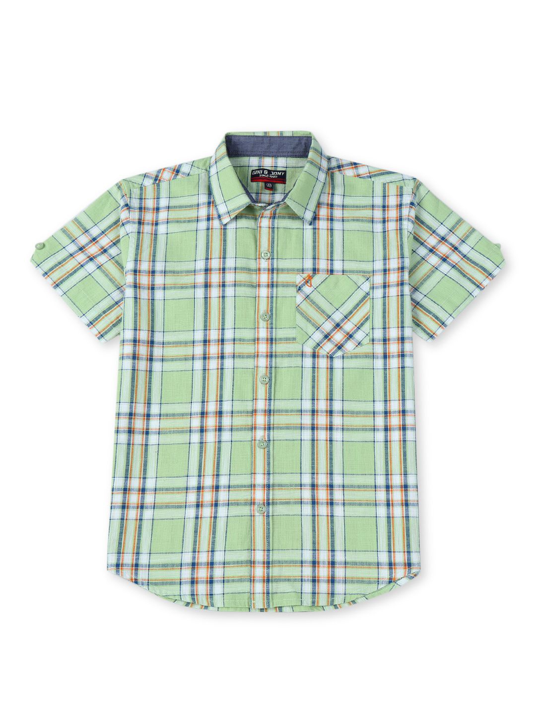 

Gini and Jony Boys Standard Tartan Checks Opaque Checked Casual Shirt, Green