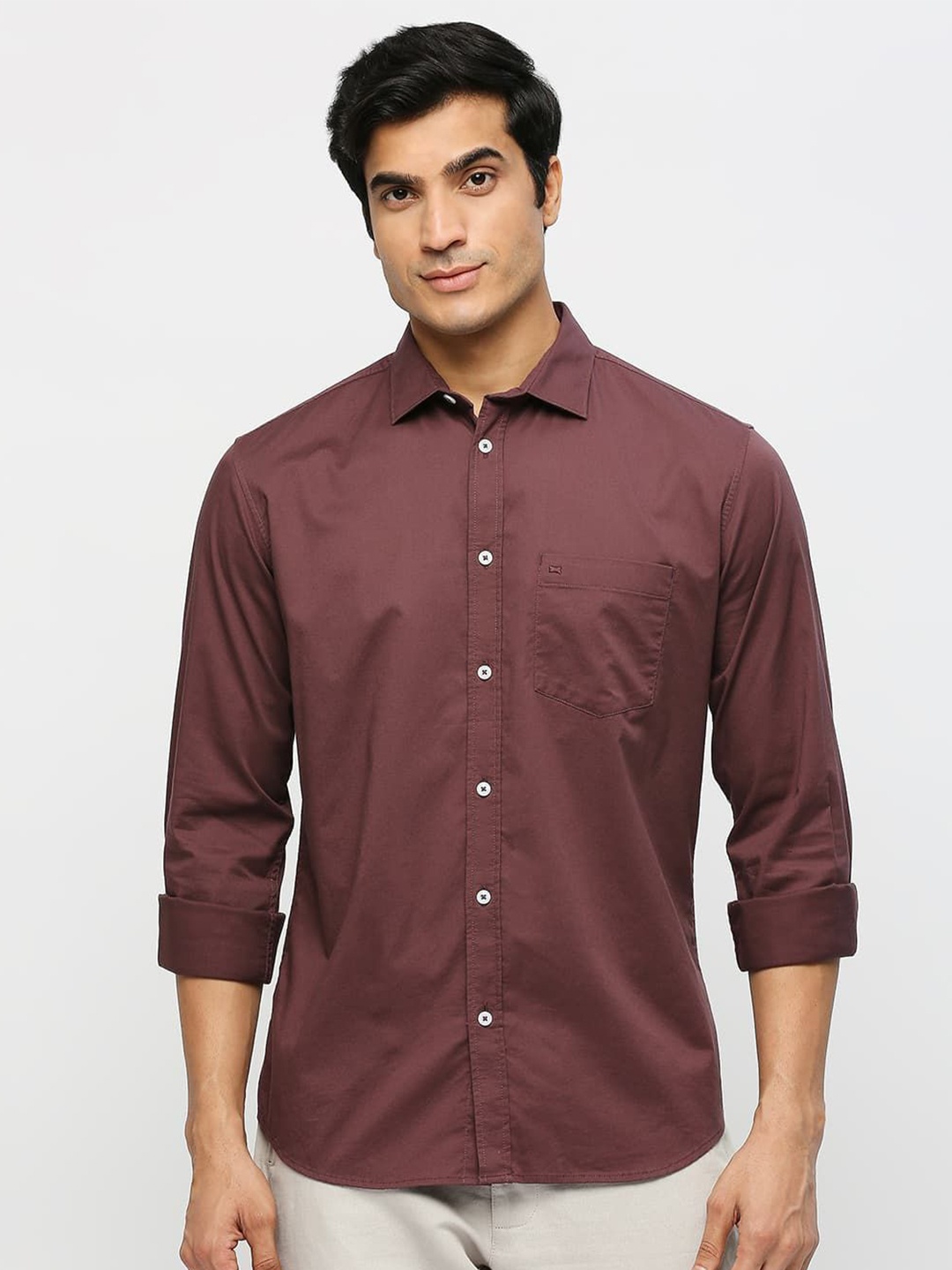 

Basics Men Slim Fit Opaque Casual Shirt, Brown