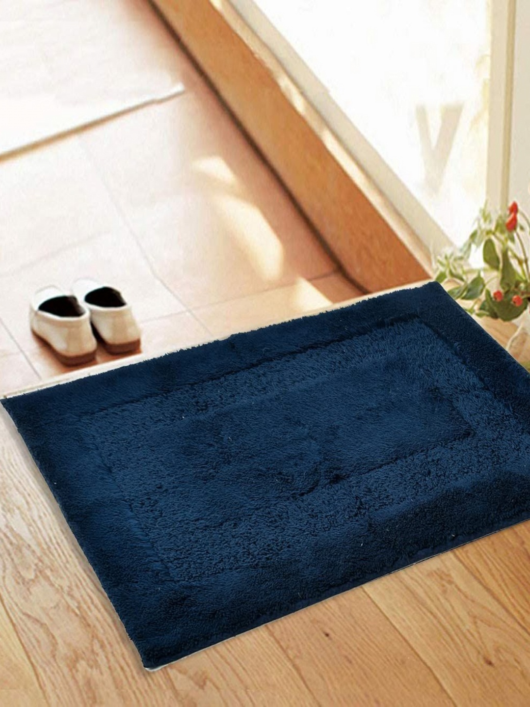 

Aura Blue Rectangular Anti Slip Cotton Bag Rug