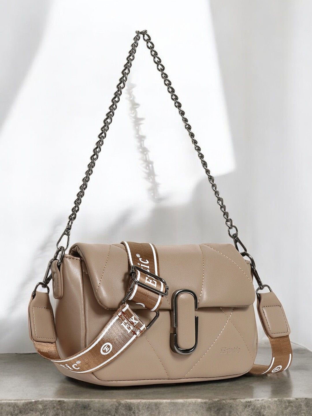 

Exotic Textured Half Moon Sling Bag, Brown