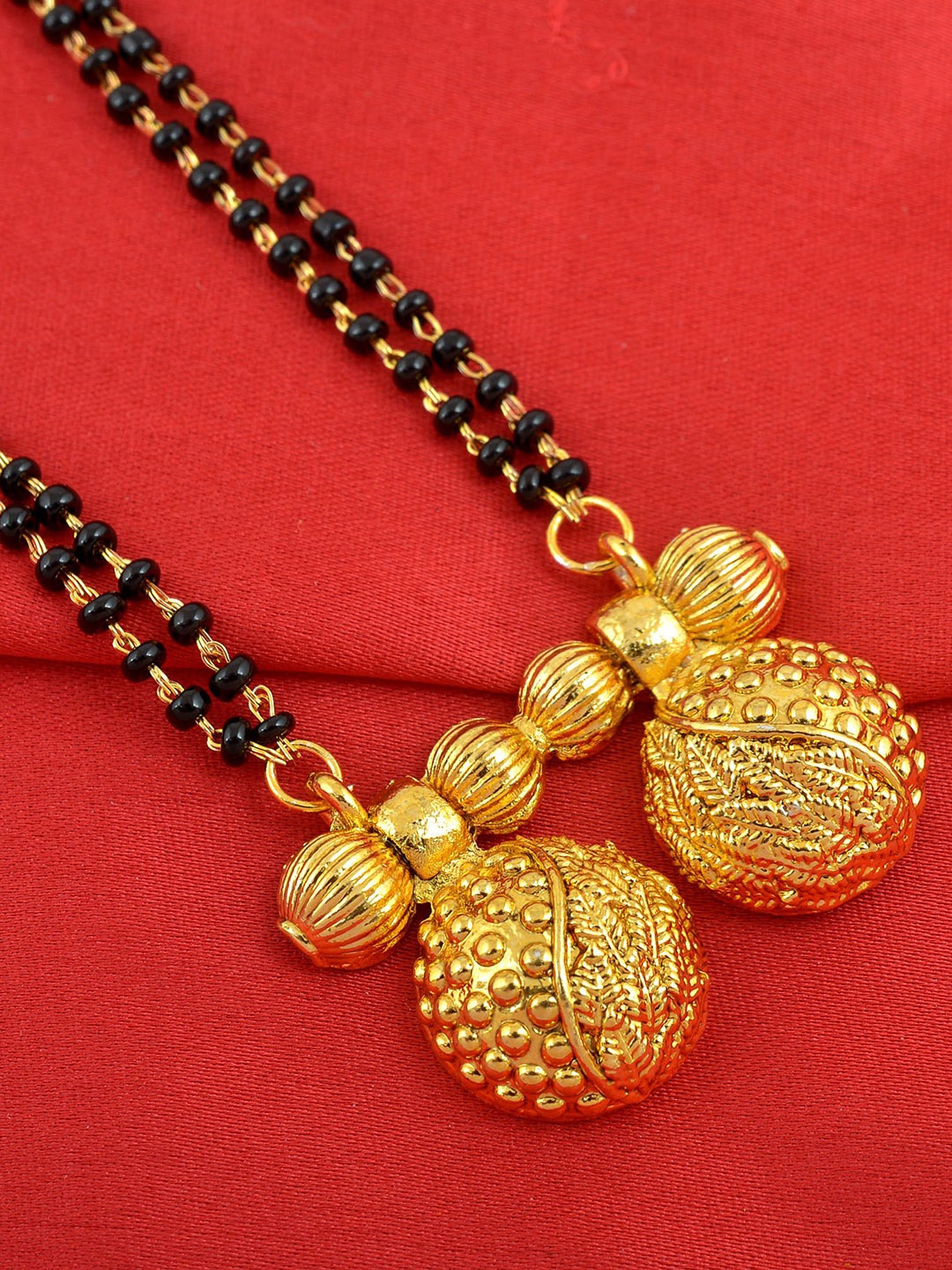 

MEMOIR Gold-Plated Artificial Beads Stylish 2 Wati Double Wati Mangalsutra