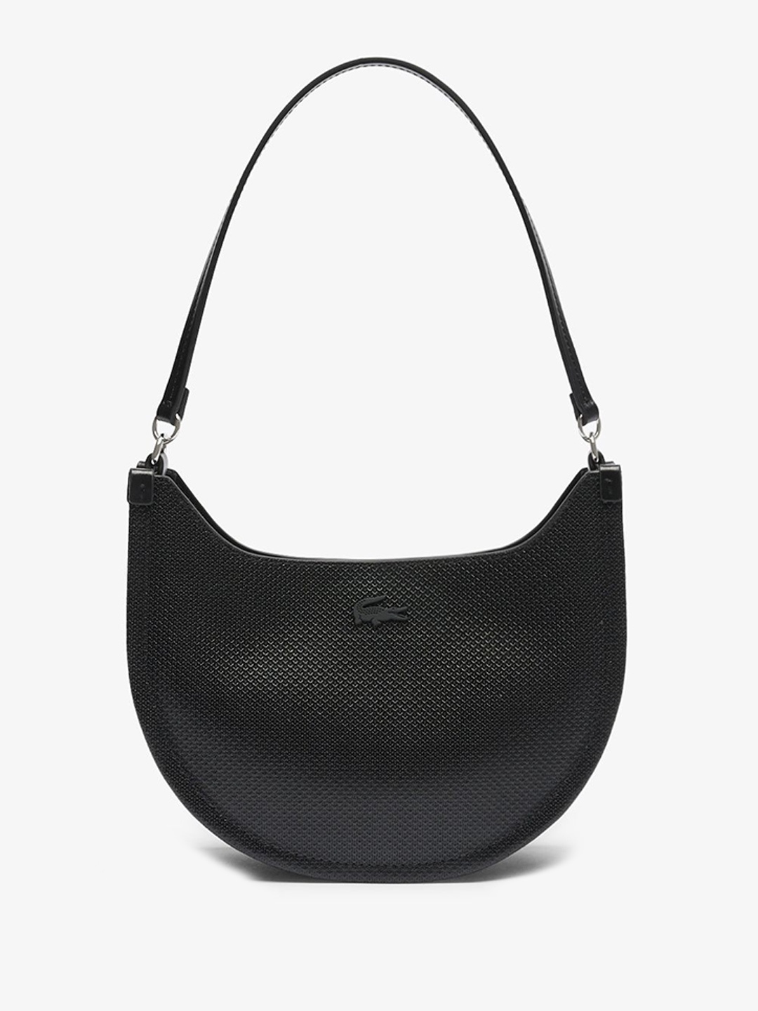 

Lacoste Leather Oversized Half Moon Shoulder Bag with Quilted, Black