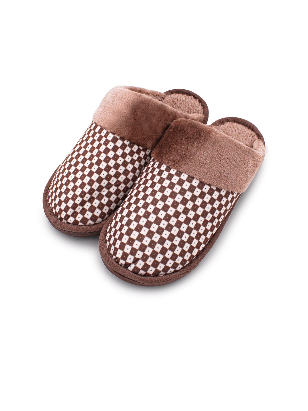 

JENNA Men Printed Room Slippers, Brown