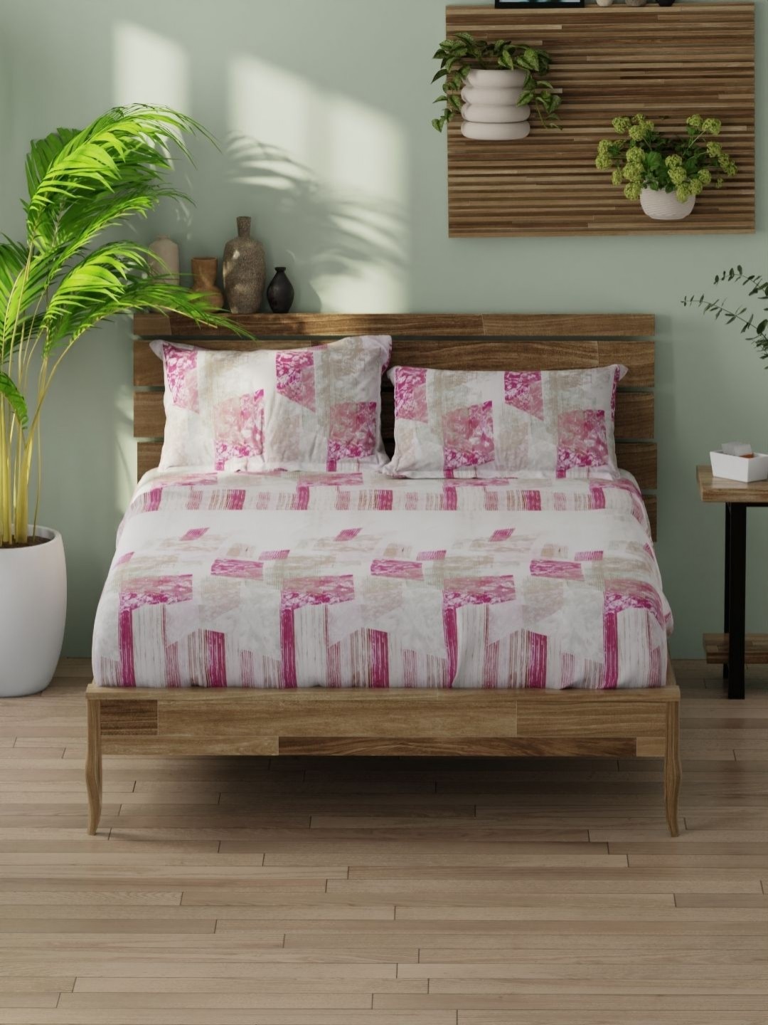 

BIANCA Organica Pink Printed 180 TC Pure Cotton King Bedsheet Set 2.74 m X 2.74 m