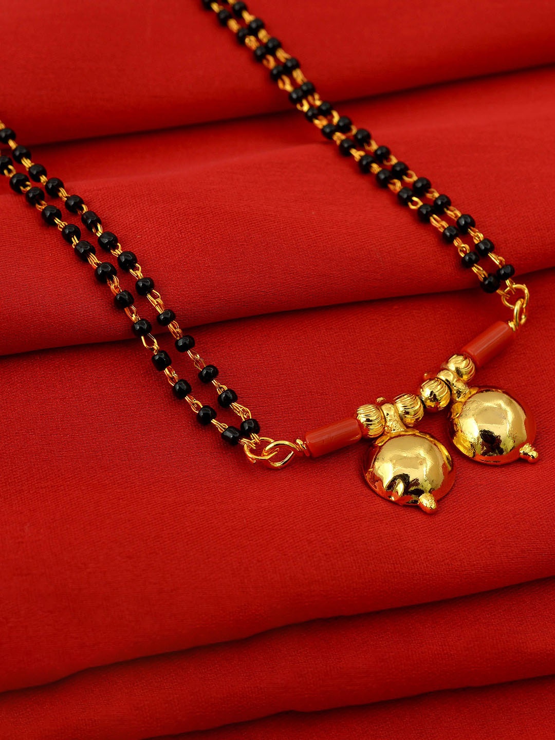 

MEMOIR Gold-Plated Artificial Beads & CZ Two Wati Traditional Mangalsutra