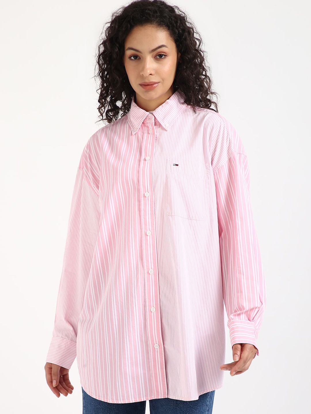 

Tommy Hilfiger Women Opaque Striped Casual Shirt, Pink