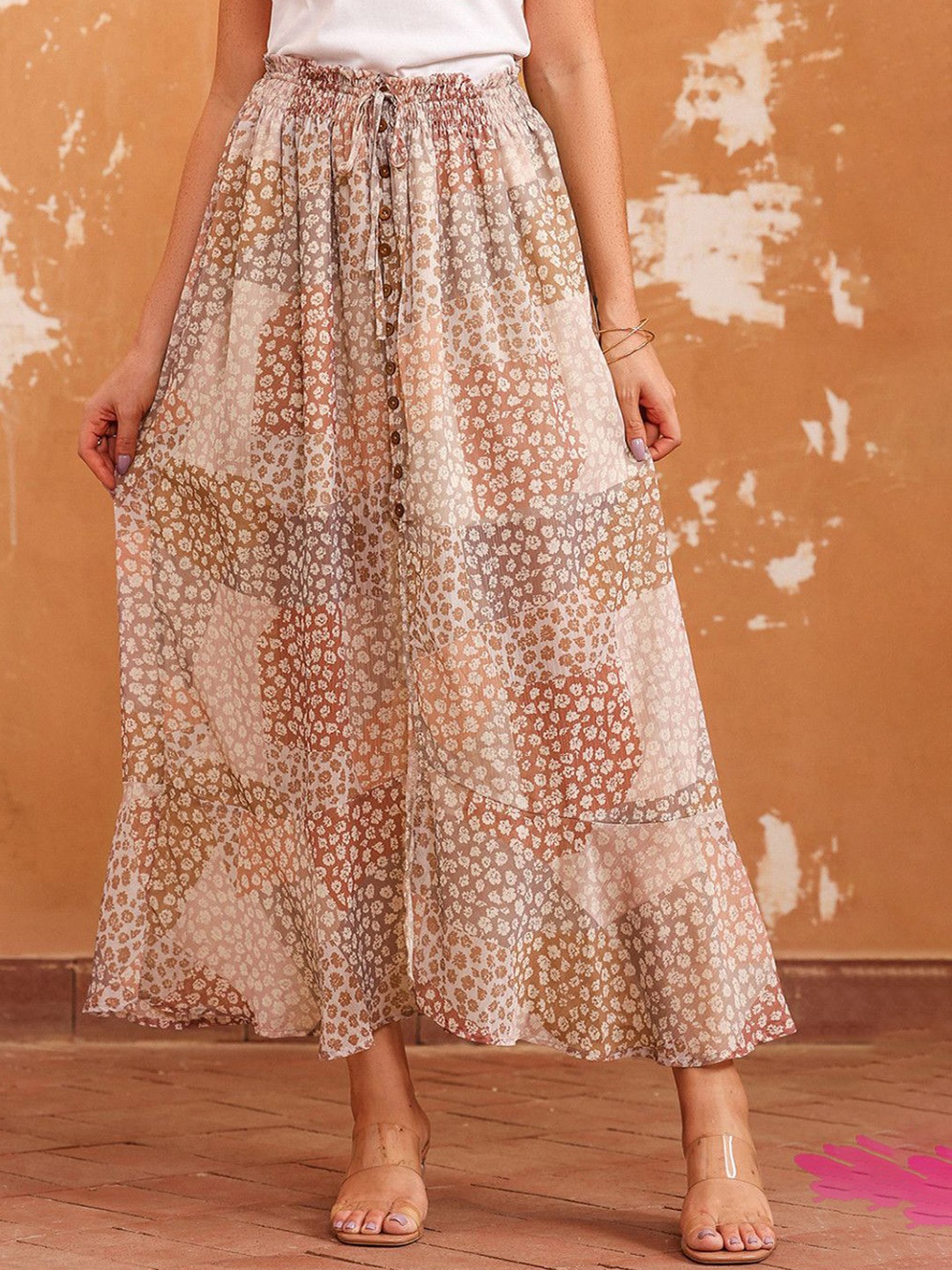 

StyleCast Women Floral Printed Flared A-Line Skirt, Brown