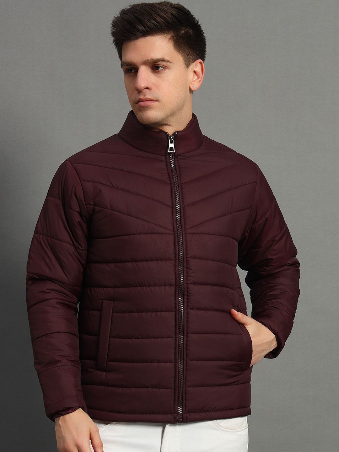 

GET GOLF Men Polyester Lightweight Quilted Jacket, Maroon