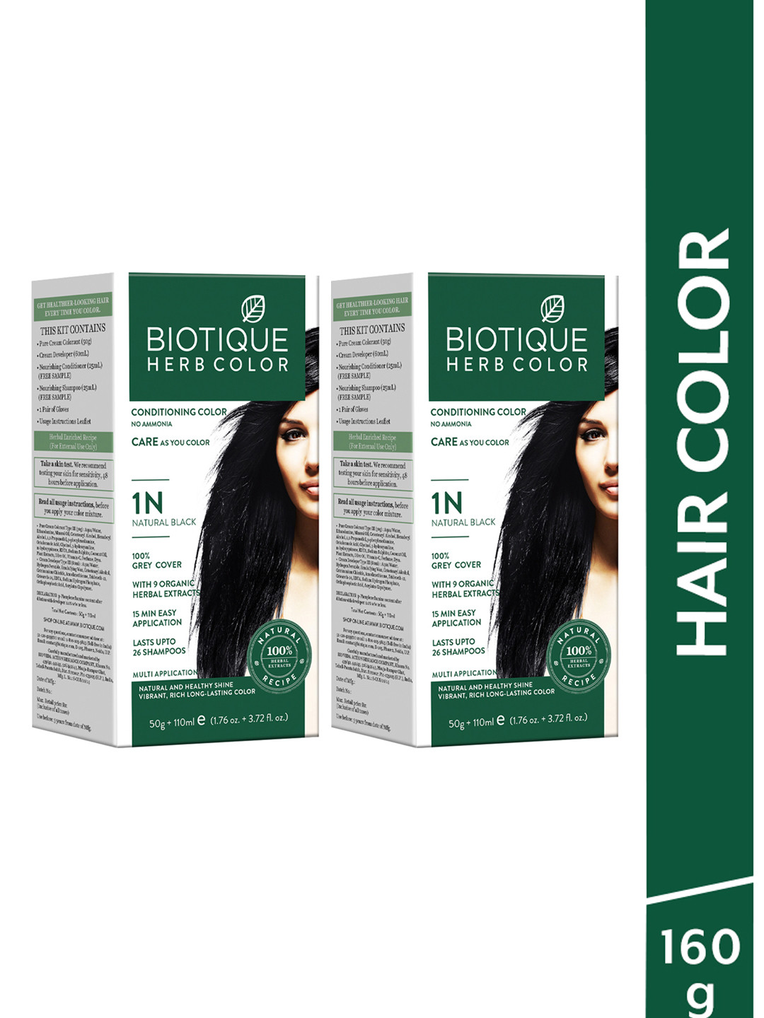

Biotique Herbcolor Set of 2 Conditioning Hair Colour - Natural Black 1N