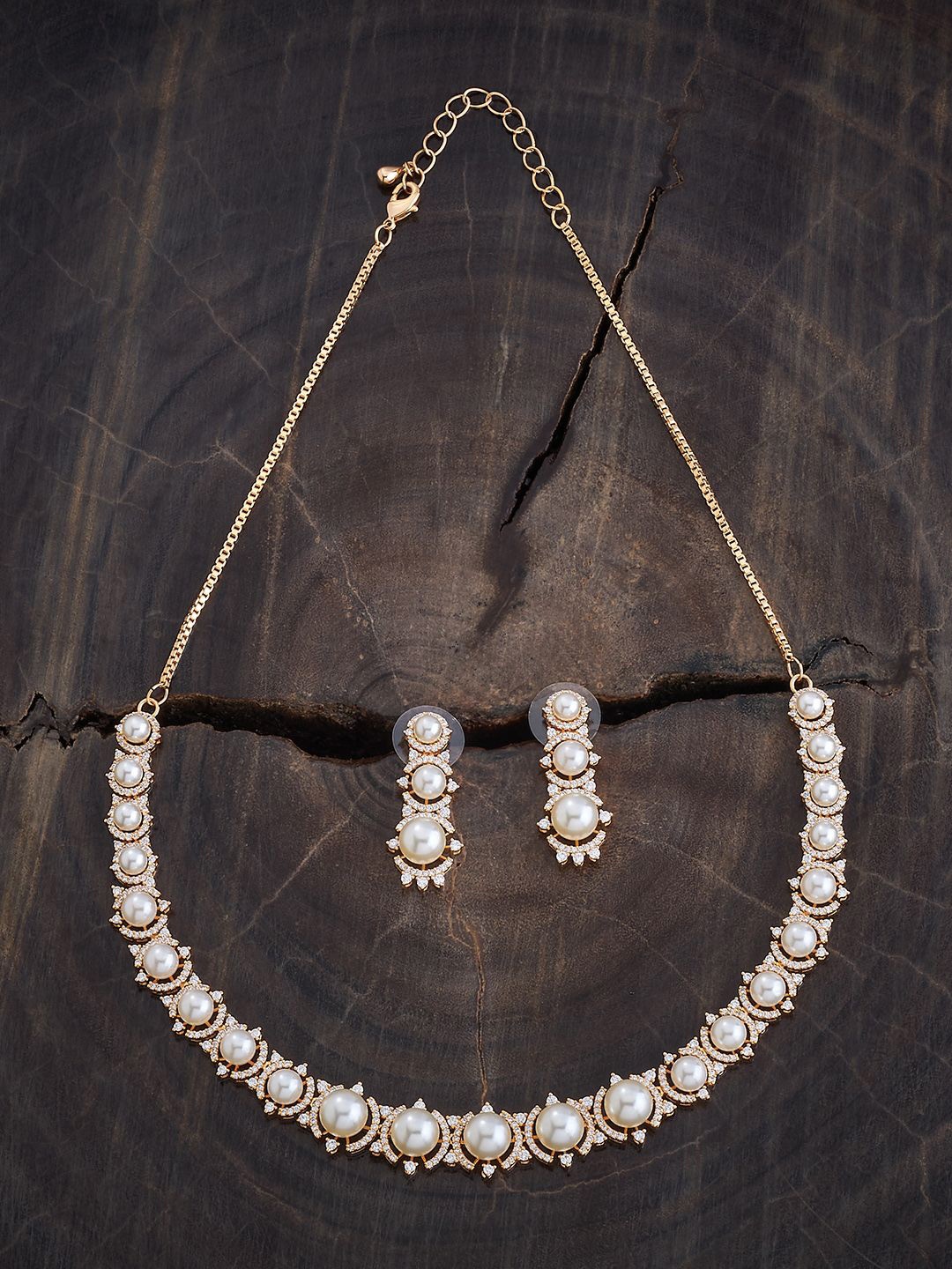 

Kushal's Fashion Jewellery Gold Plated CZ Studded Jewellery Set