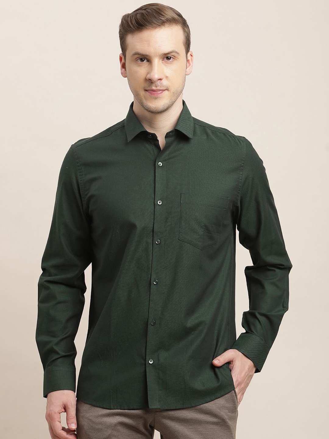 

Turtle Men Classic Slim Fit Opaque Formal Shirt, Green