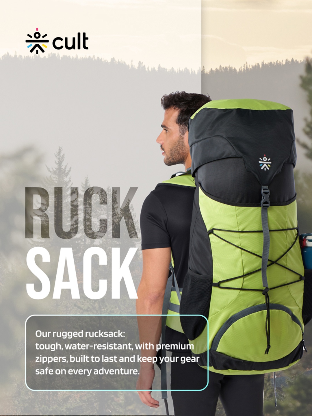 

CULT Colourblocked Travel Rucksacks, Green