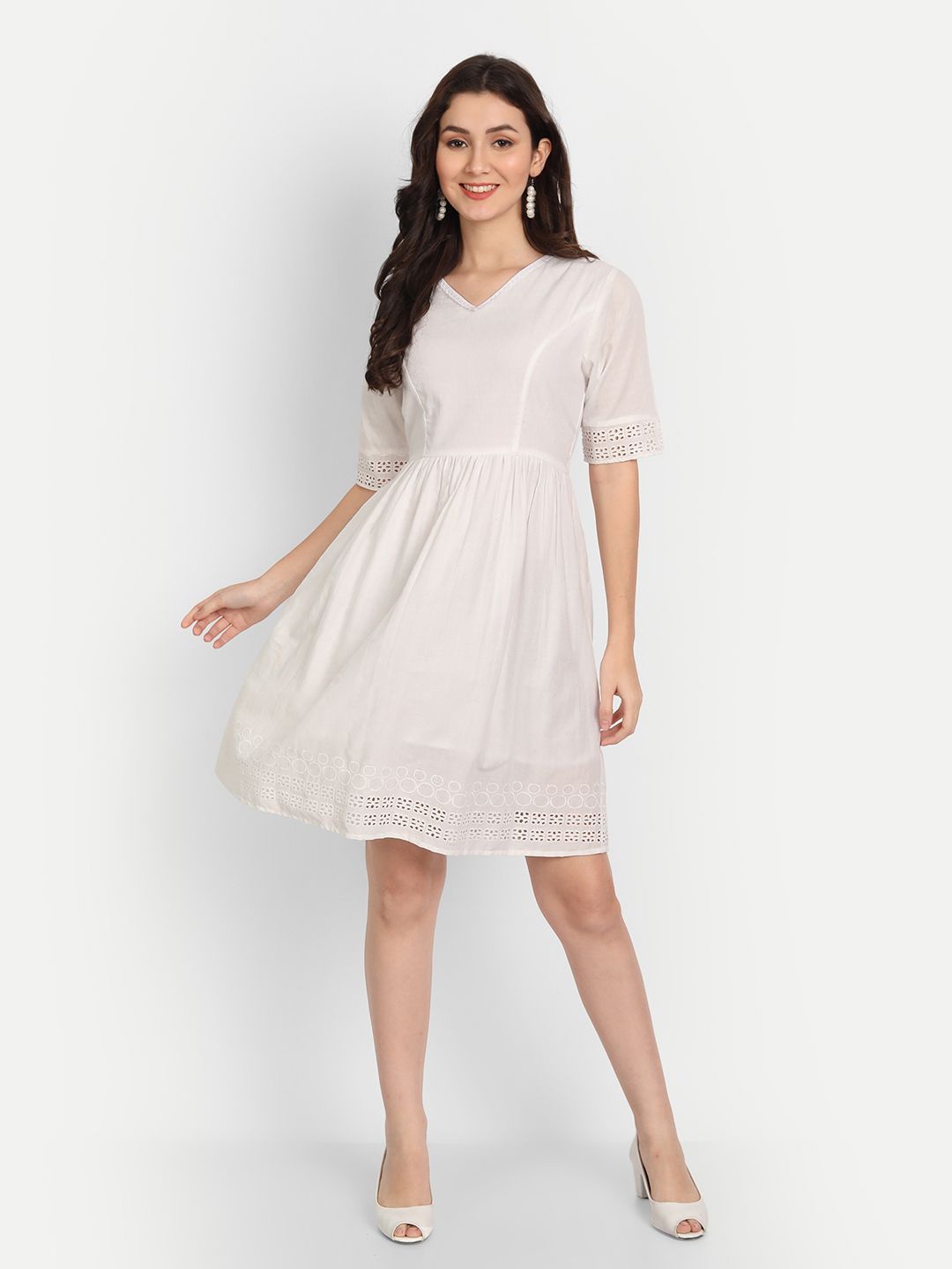 

Aaruvi Ruchi Verma Fit & Flare Dress, White
