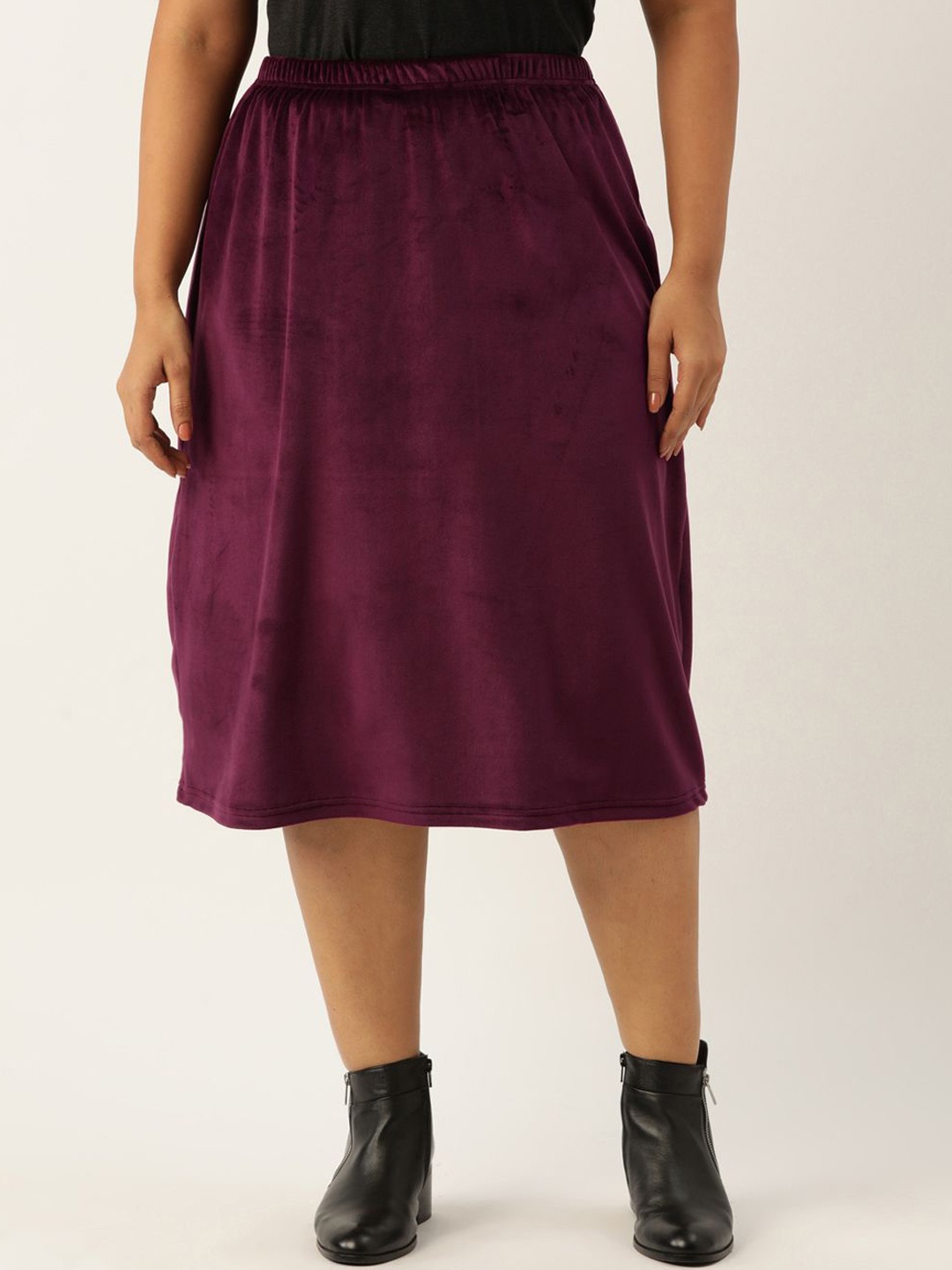 

theRebelinme Women A-Line Midi Skirt, Burgundy