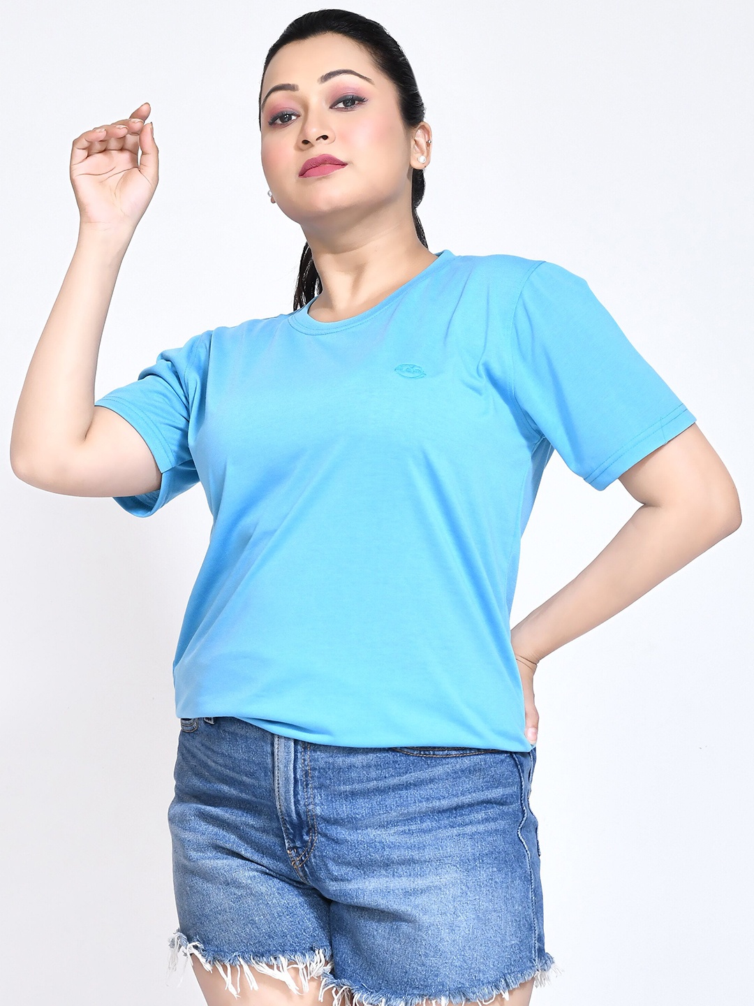 

RAPL Women V-Neck Pockets T-shirt, Teal