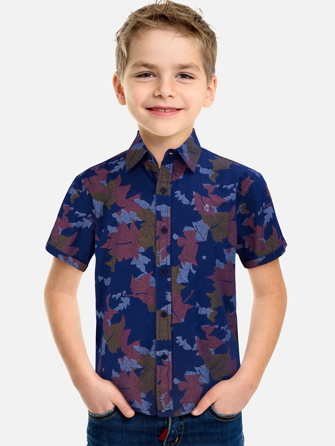 

Gini and Jony Boys Standard Floral Opaque Printed Casual Shirt, Blue