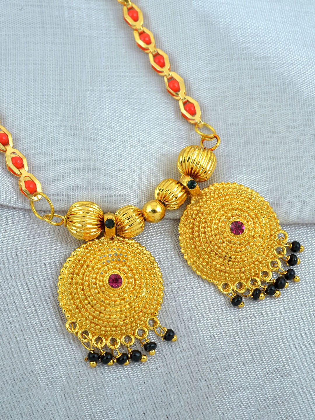 

MEMOIR Gold-Plated CZ & Artificial Beads Beadmala long Mangalsutra