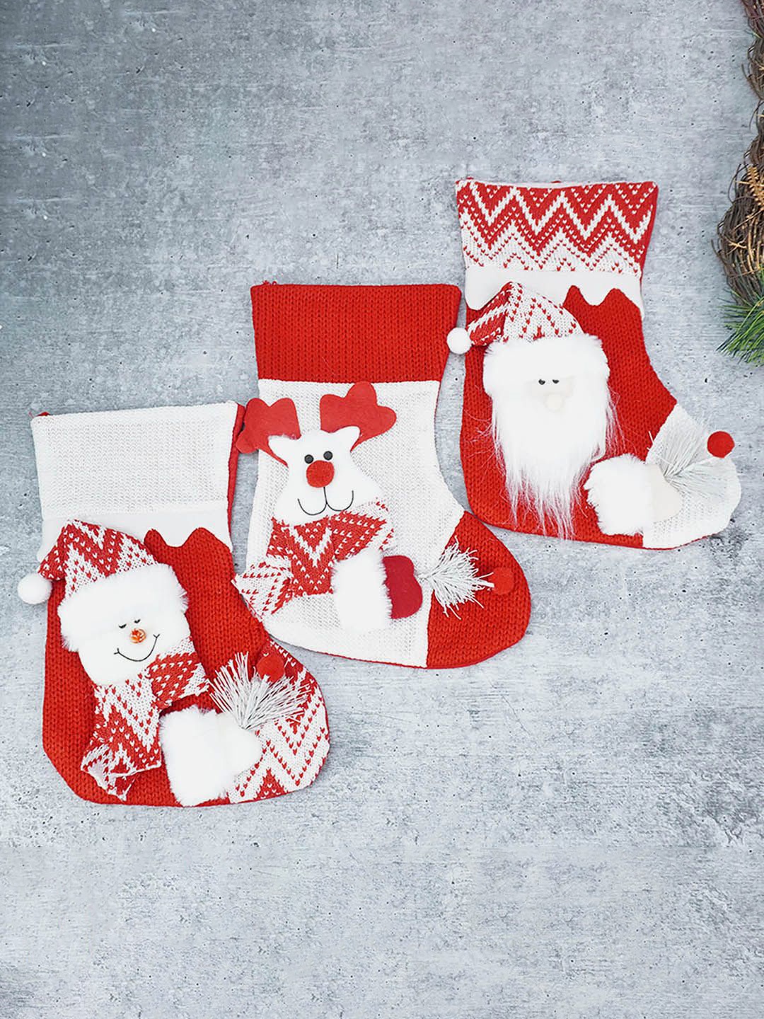 

Little Surprise Box LLP Red & White 3 Pieces Christmas socks