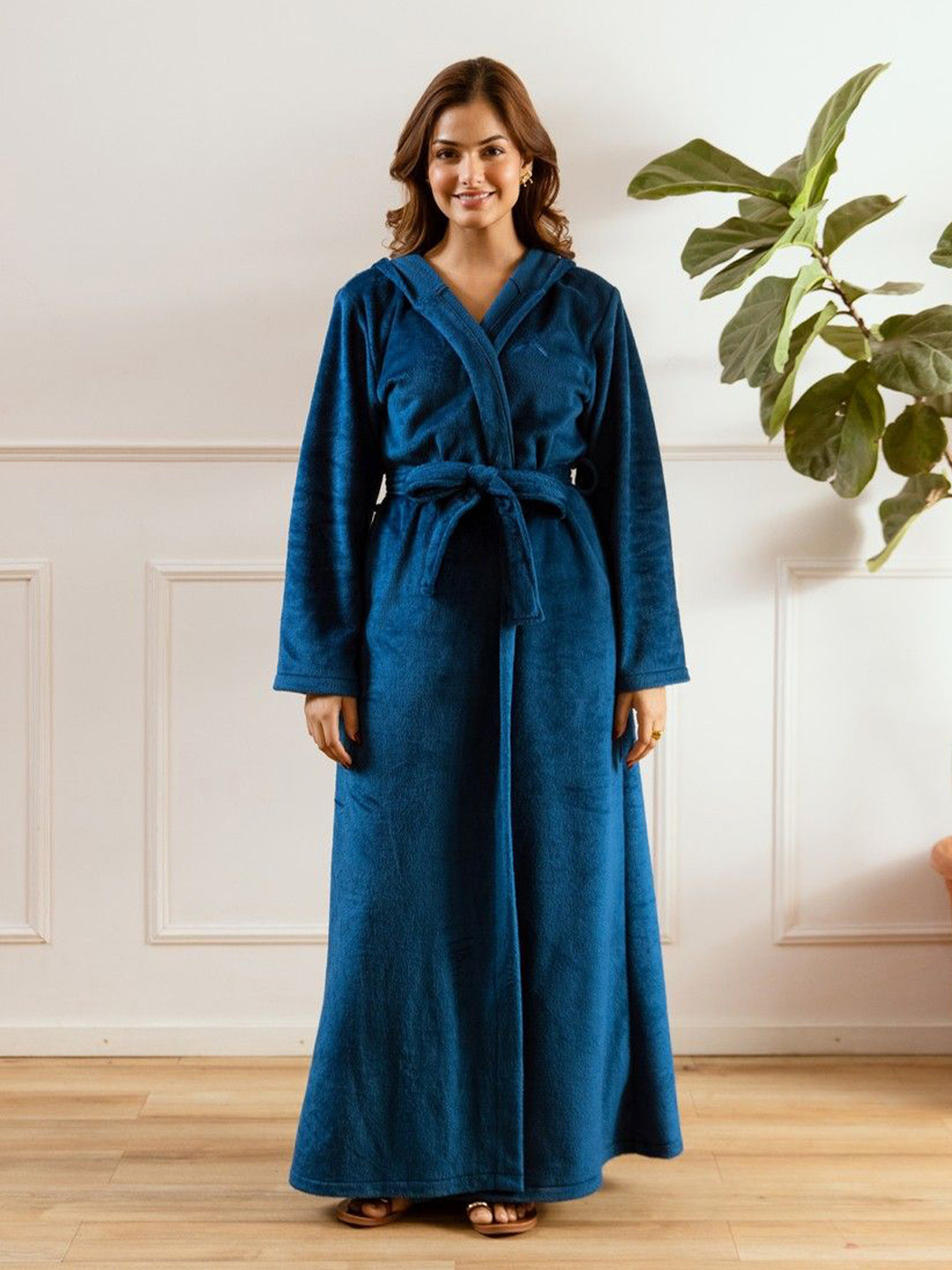 

FEATHERS CLOSET Women Hooded Maxi Dress, Blue