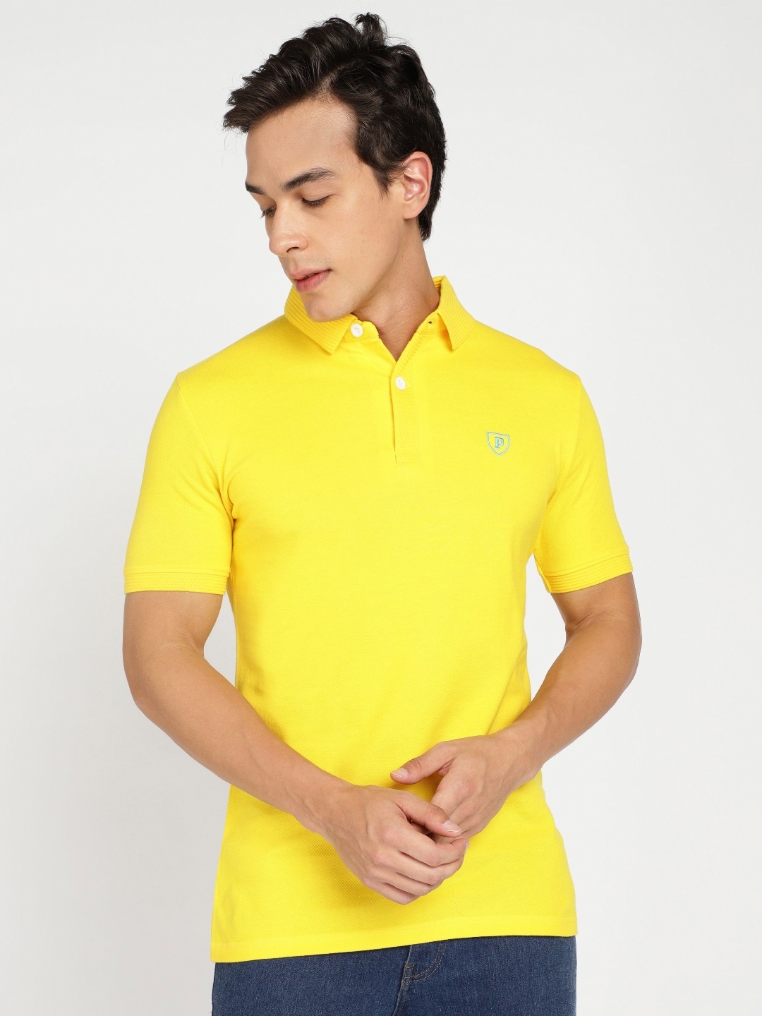

Provogue Men Polo Collar Slim Fit T-shirt, Yellow