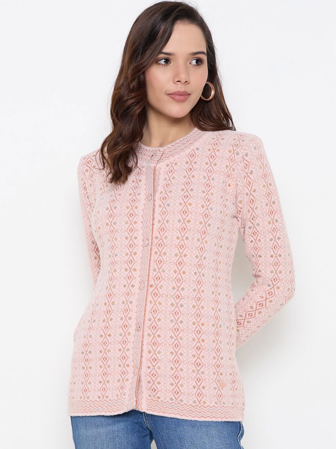 

Duke Women Self Design Cardigan, Pink