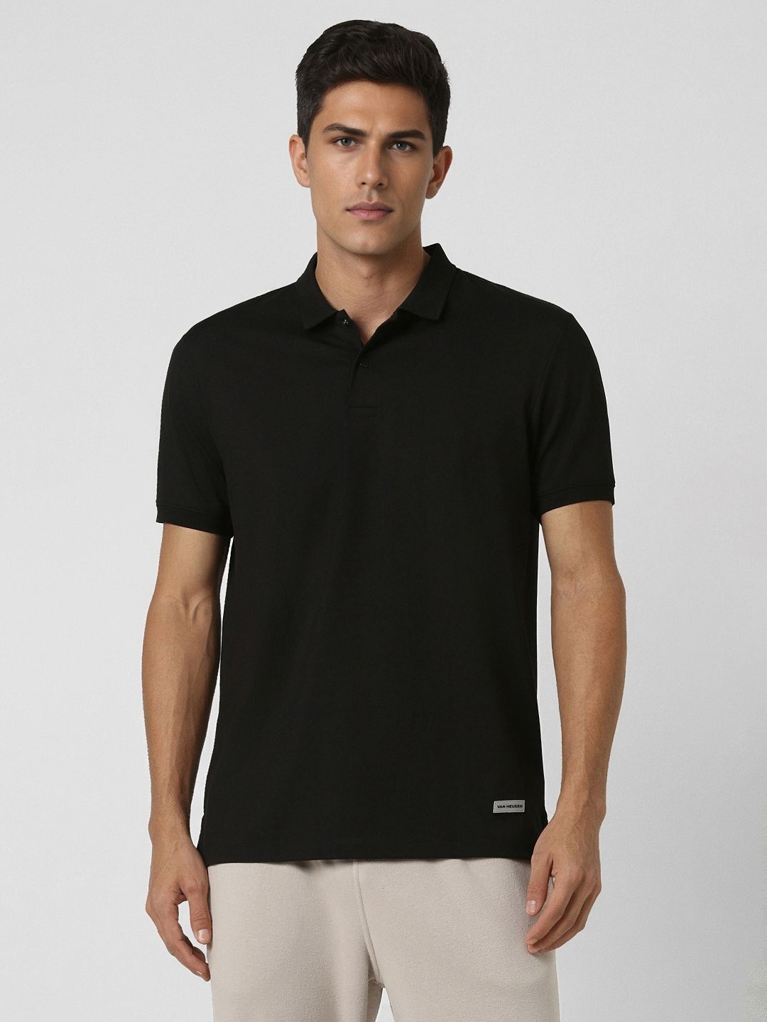 

Van Heusen Flex Men Polo Collar T-shirt, Black