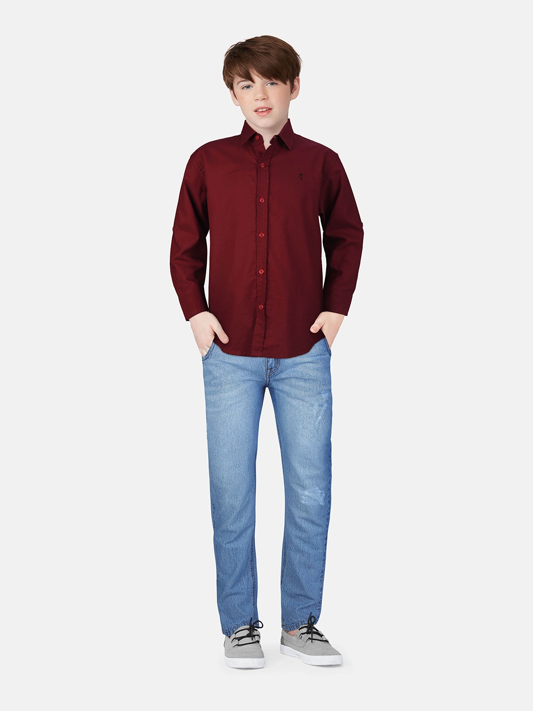 

Gini and Jony Boys Standard Opaque Casual Shirt, Maroon