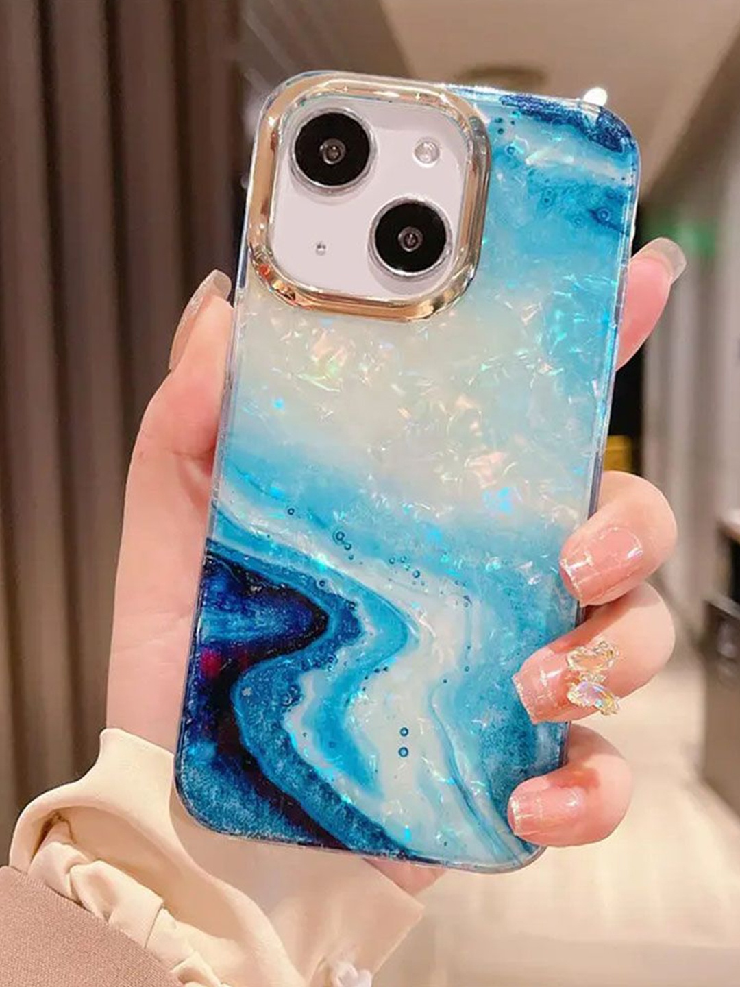 

Luxury Kase Abstract Printed iPhone 13 Back Case Mobile Accessories, Blue