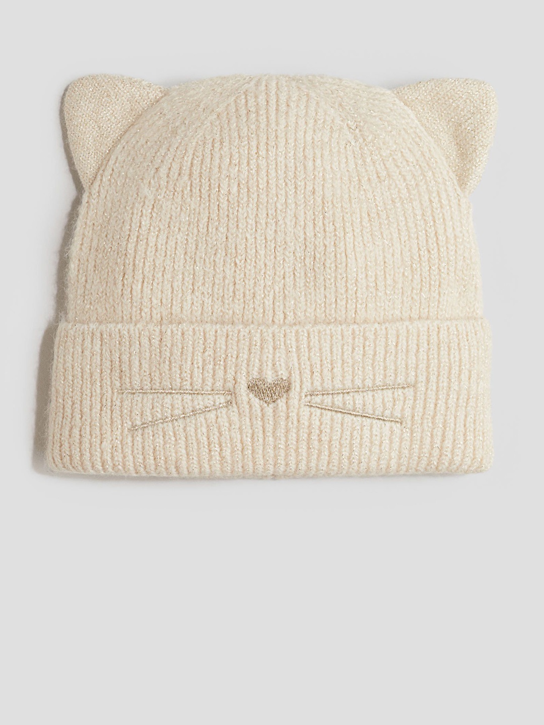 

H&M Girls Ear-Detail Beanie, Beige