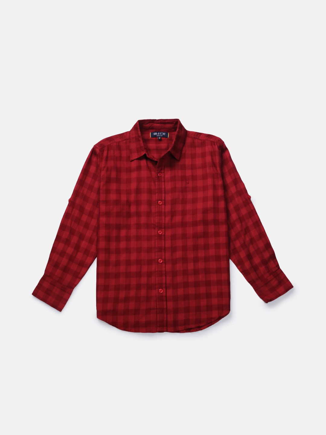 

Gini and Jony Boys Standard Gingham Checks Opaque Checked Casual Shirt, Red