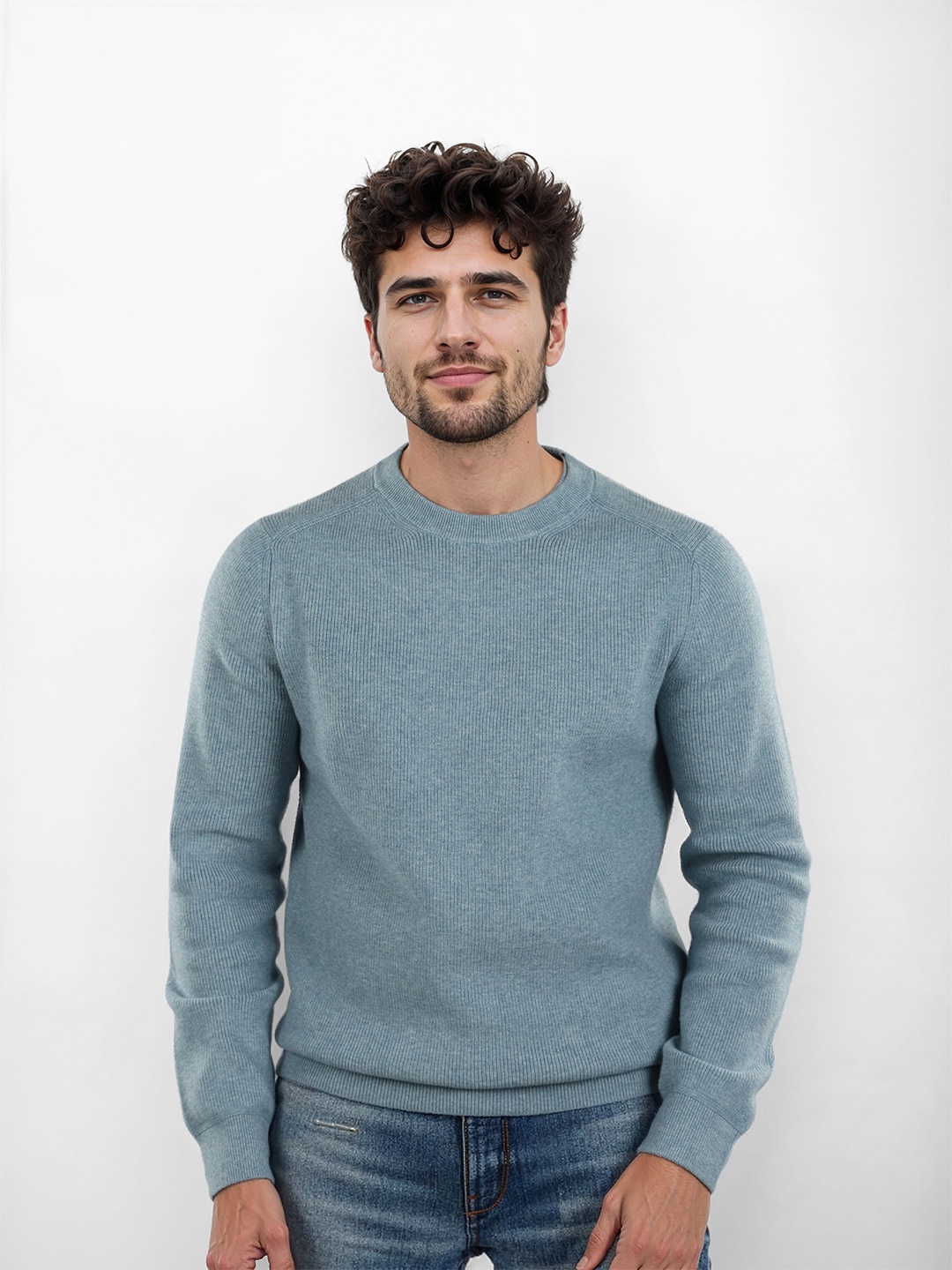 

Celio Men Round Neck Long Sleeves Pullover Sweater, Blue
