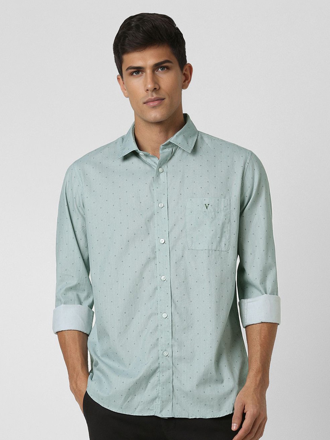 

Van Heusen Sport Men Slim Fit Opaque Printed Casual Shirt, Green