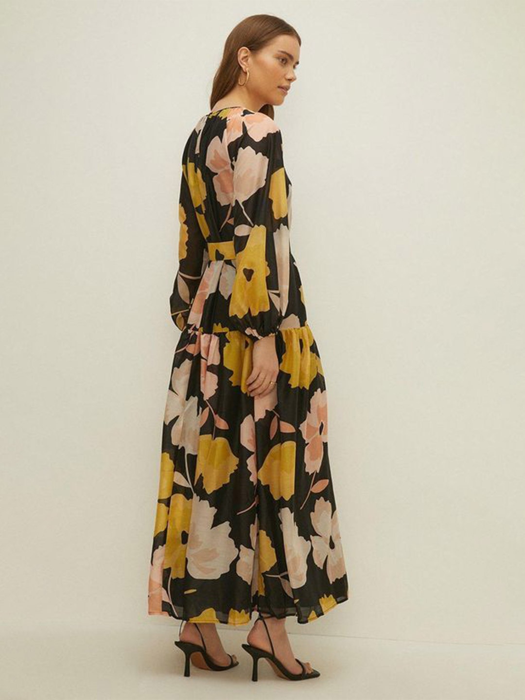 

all about you Women Floral Printed Puff Sleeve Fit & Flare Maxi Dress, Black