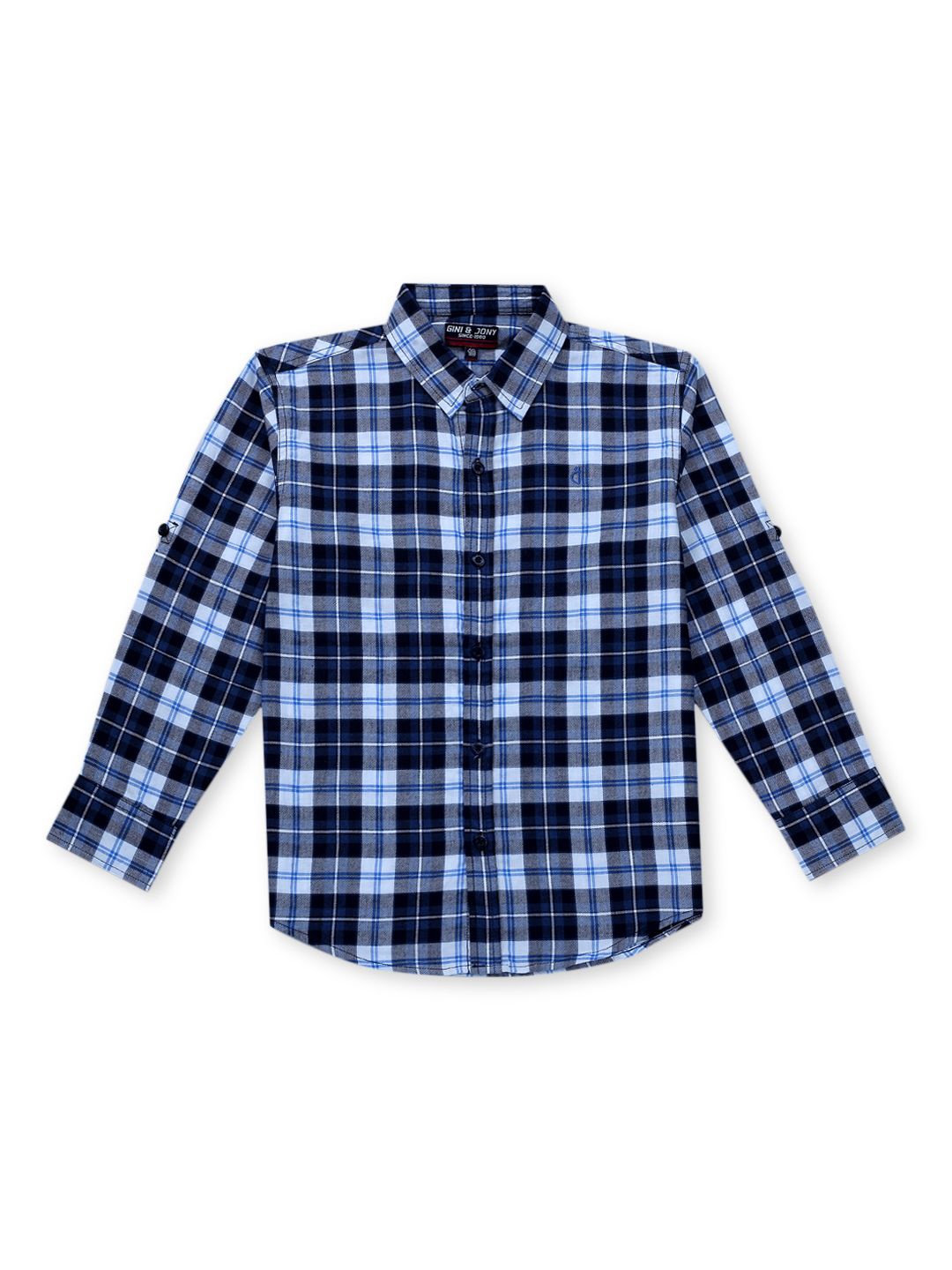 

Gini and Jony Boys Standard Tartan Checks Opaque Checked Casual Shirt, Navy blue