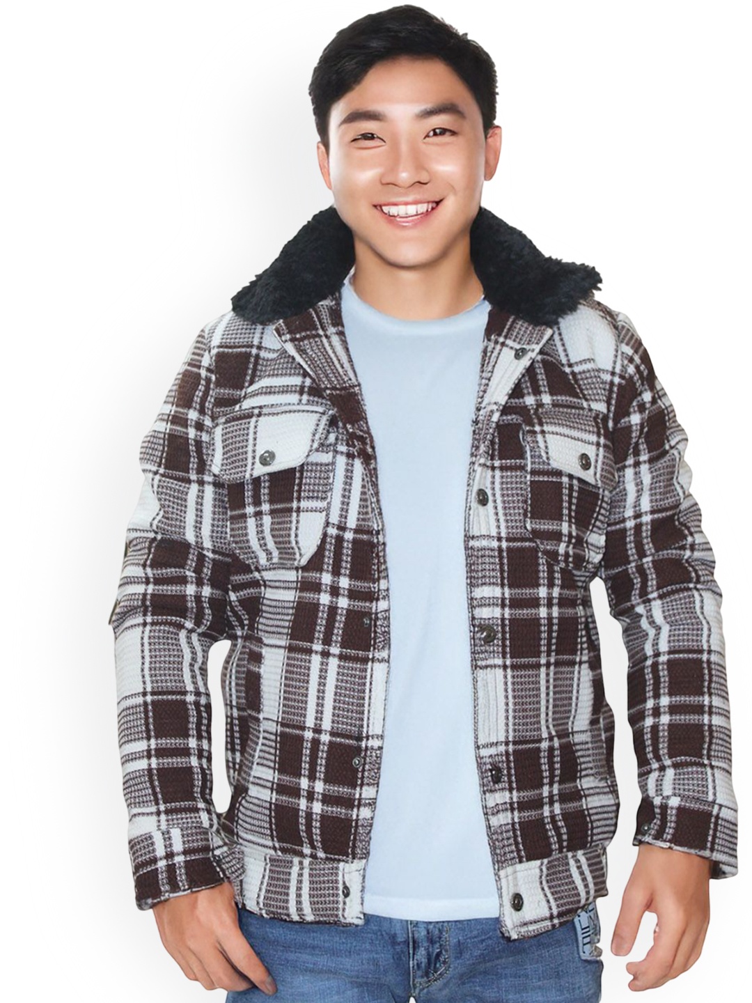 

StyleCast Men Checked Polyester Crop Tailored Jacket, Red