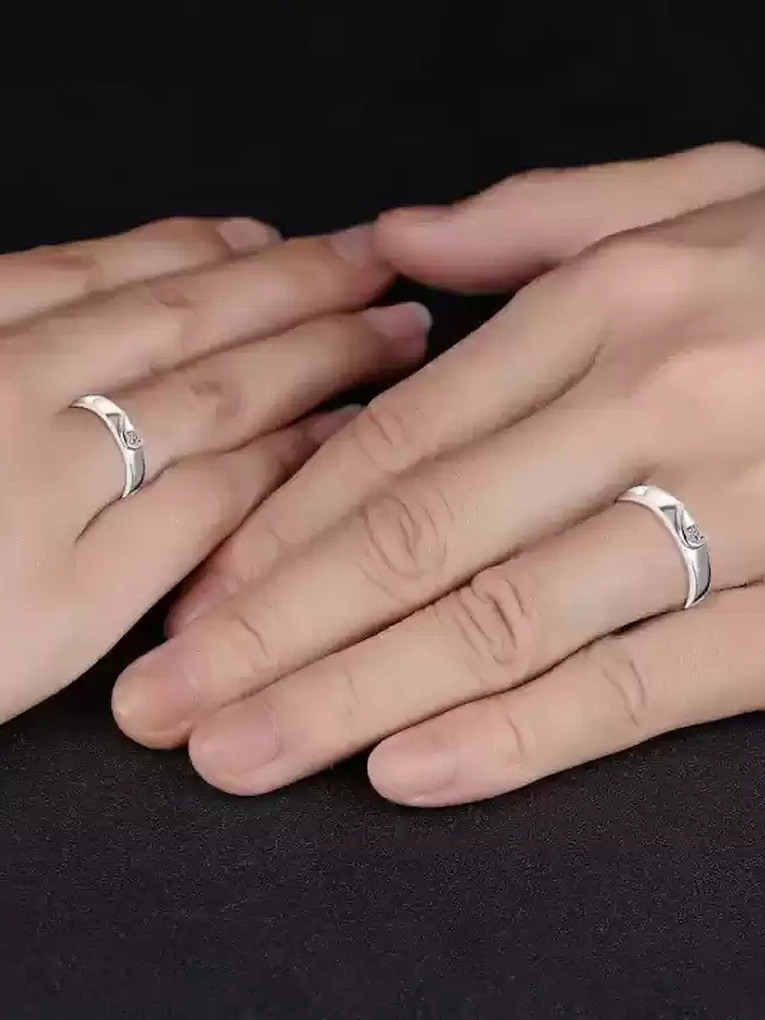 

Lila Set Of 2 Stone-Studded Adjustable Finger Ring, Silver