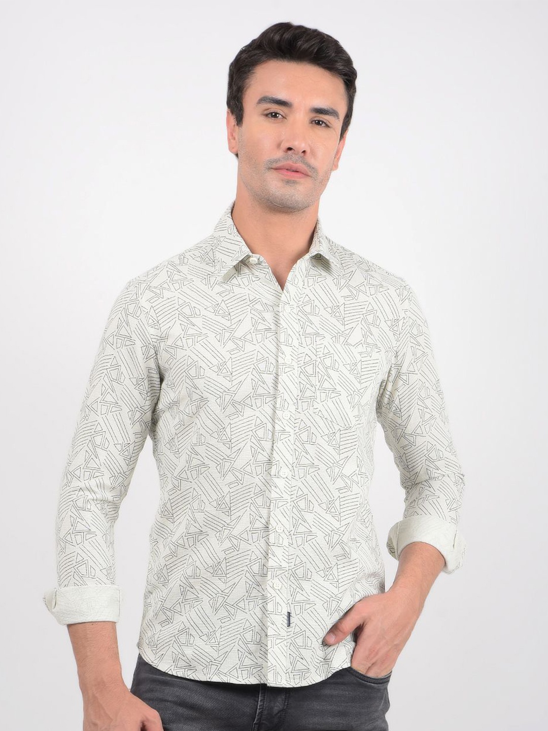 

Numero Uno Men Slim Fit Opaque Printed Casual Shirt, White