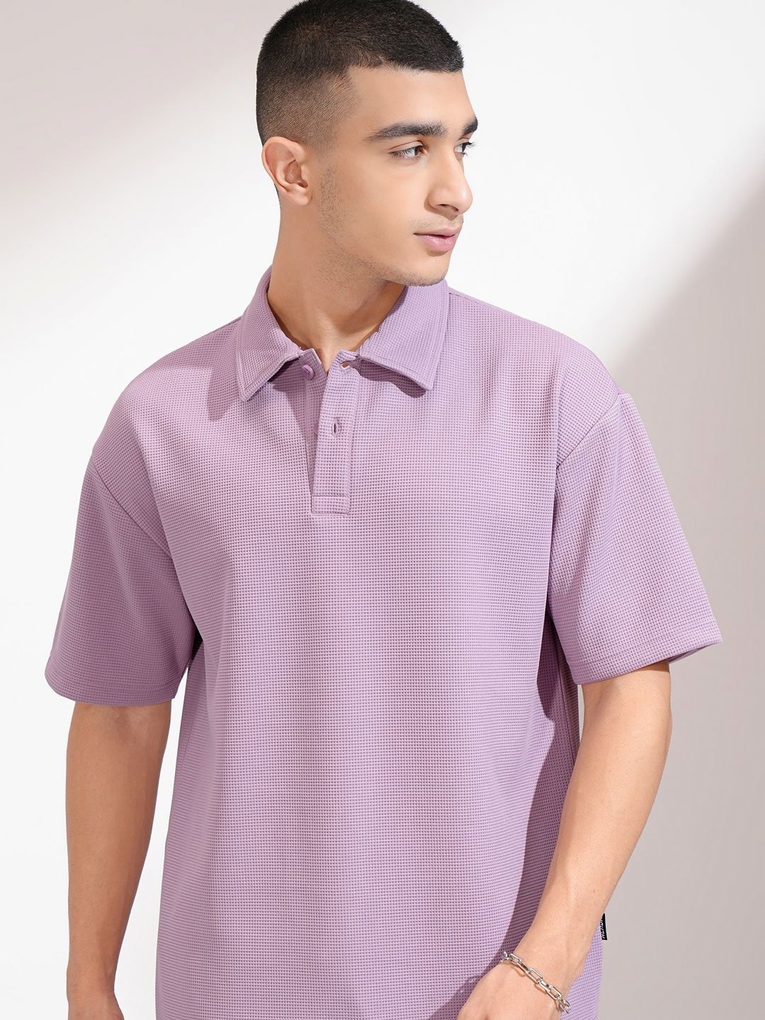 

HIGHLANDER Men Polo Collar Drop-Shoulder Sleeves T-shirt, Mauve