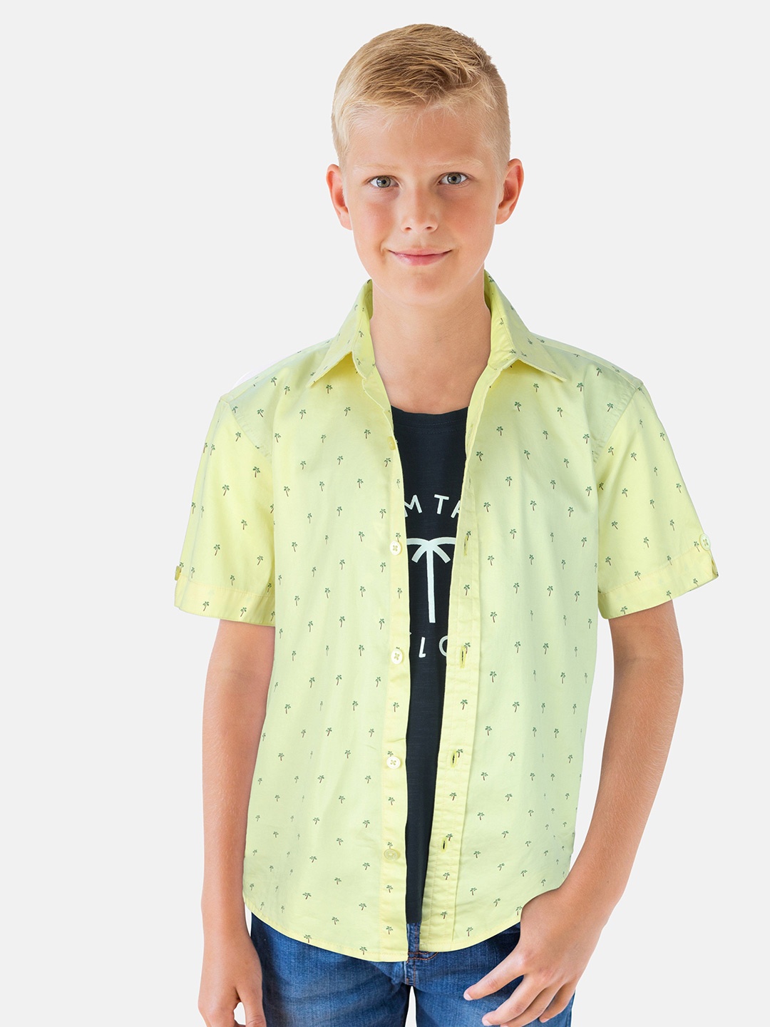 

Palm Tree Boys Standard Opaque Printed Casual Shirt, Yellow