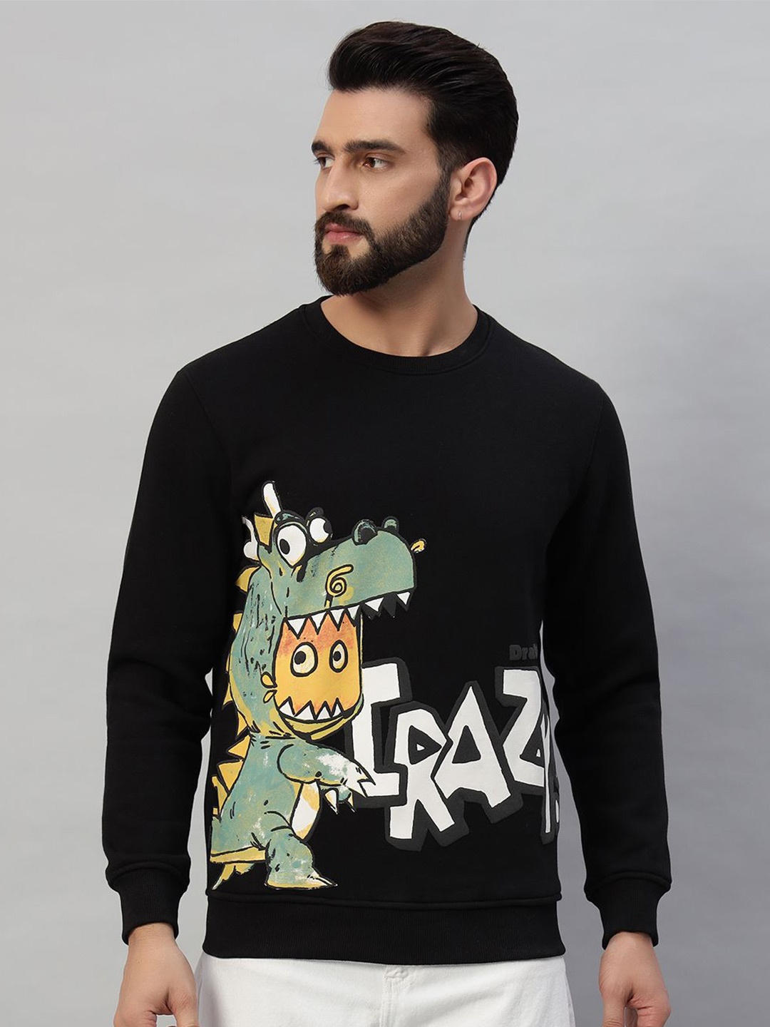 

PROFY Men Printed Pullover Sweatshirt, Black