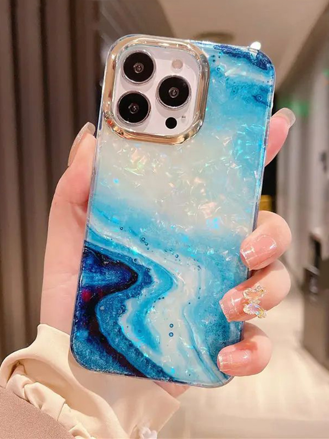 

Luxury Kase Abstract Printed iPhone 12 Pro Back Case Mobile Accessories, Blue